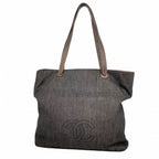 Chanel Tote Denim Black Brown Gold