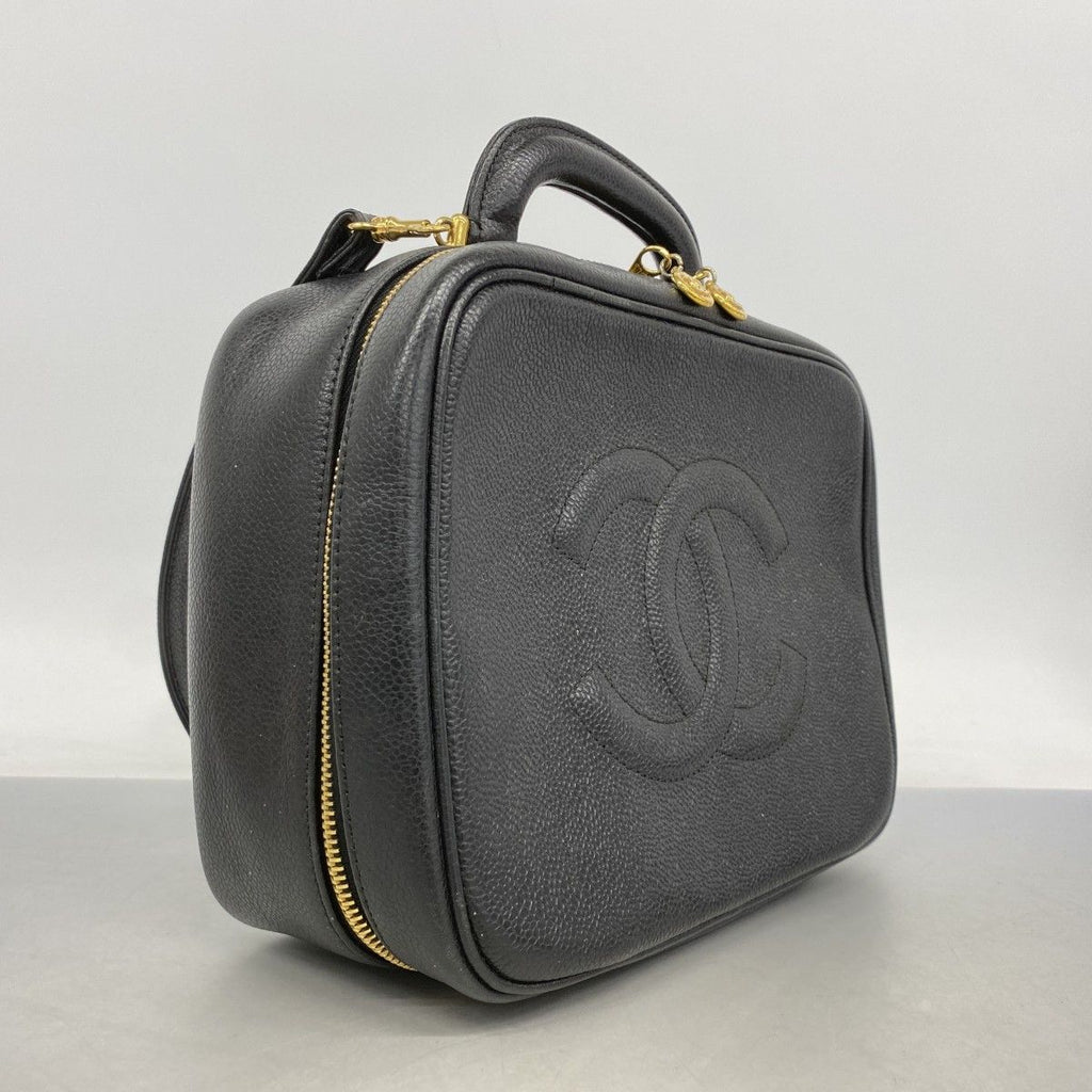 Chanel Vanity Bag Caviar Leather Black Gold 2-Way — view 2