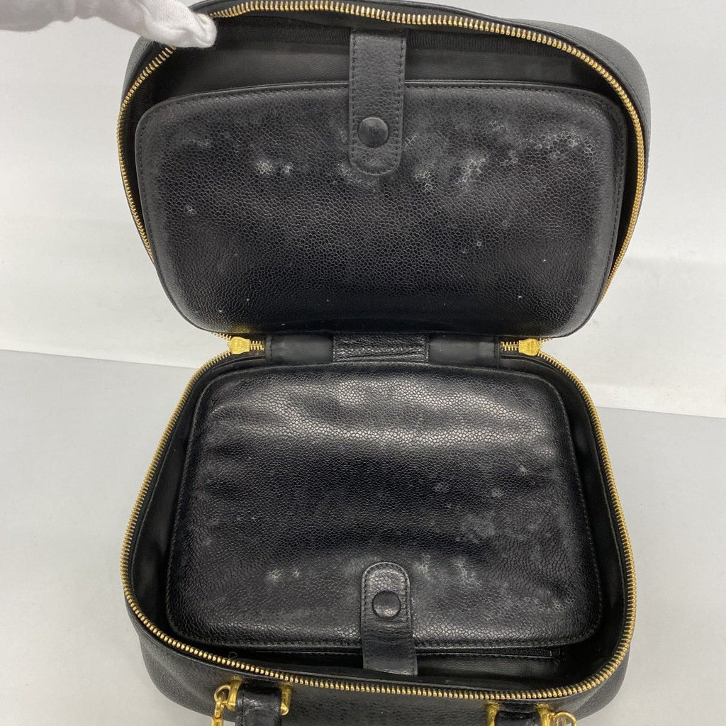 Chanel Vanity Bag Caviar Leather Black Gold 2-Way — view 4