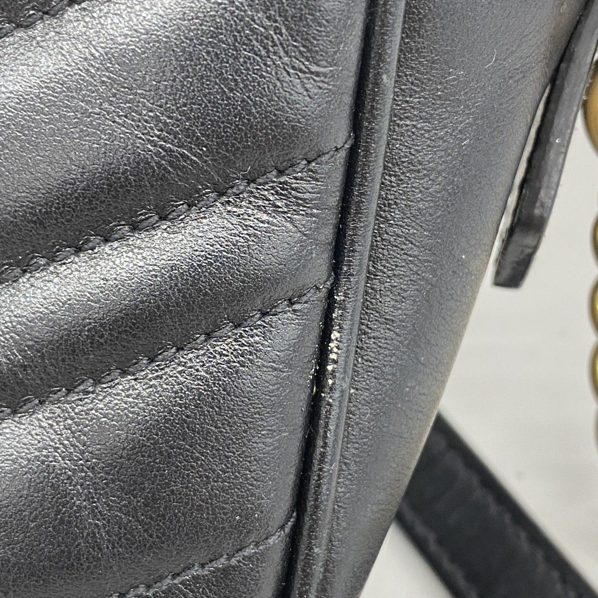 Gucci Shoulder Bag GG Marmont Leather Black Gold — view 9