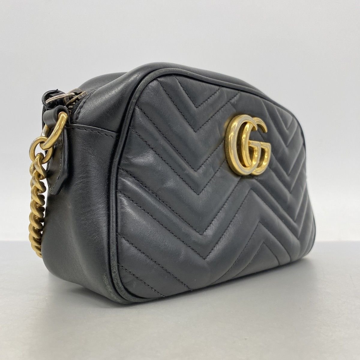 Gucci Shoulder Bag GG Marmont Leather Black Gold — view 2