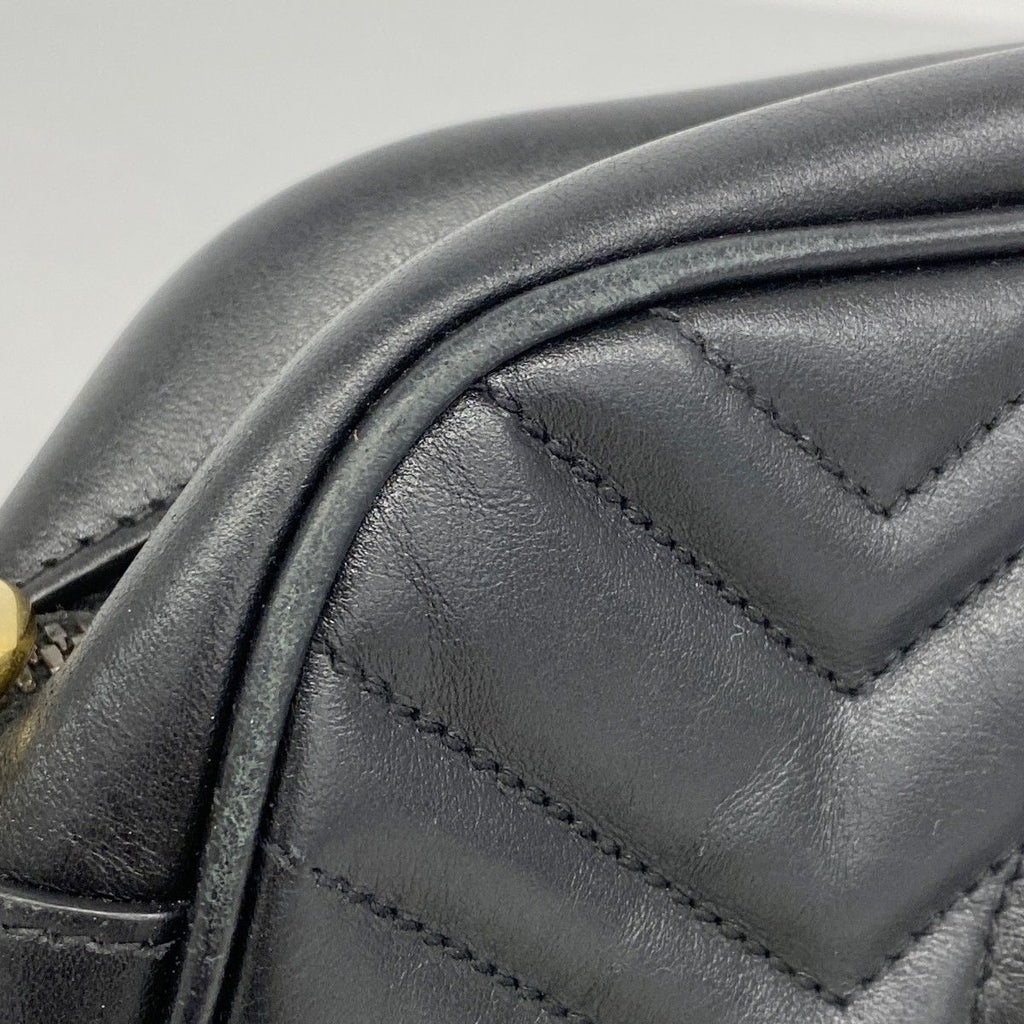 Gucci Shoulder Bag GG Marmont Leather Black Gold — view 7