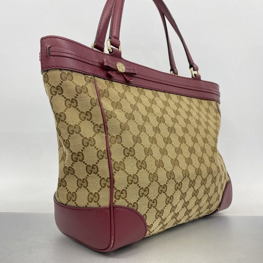 Gucci Tote GG Canvas Brown Bordeaux Champagne Gold — view 2