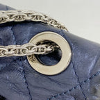 Chanel Shoulder Bag 2.55 Quilted Calf Metallic Navy Silver — view 9