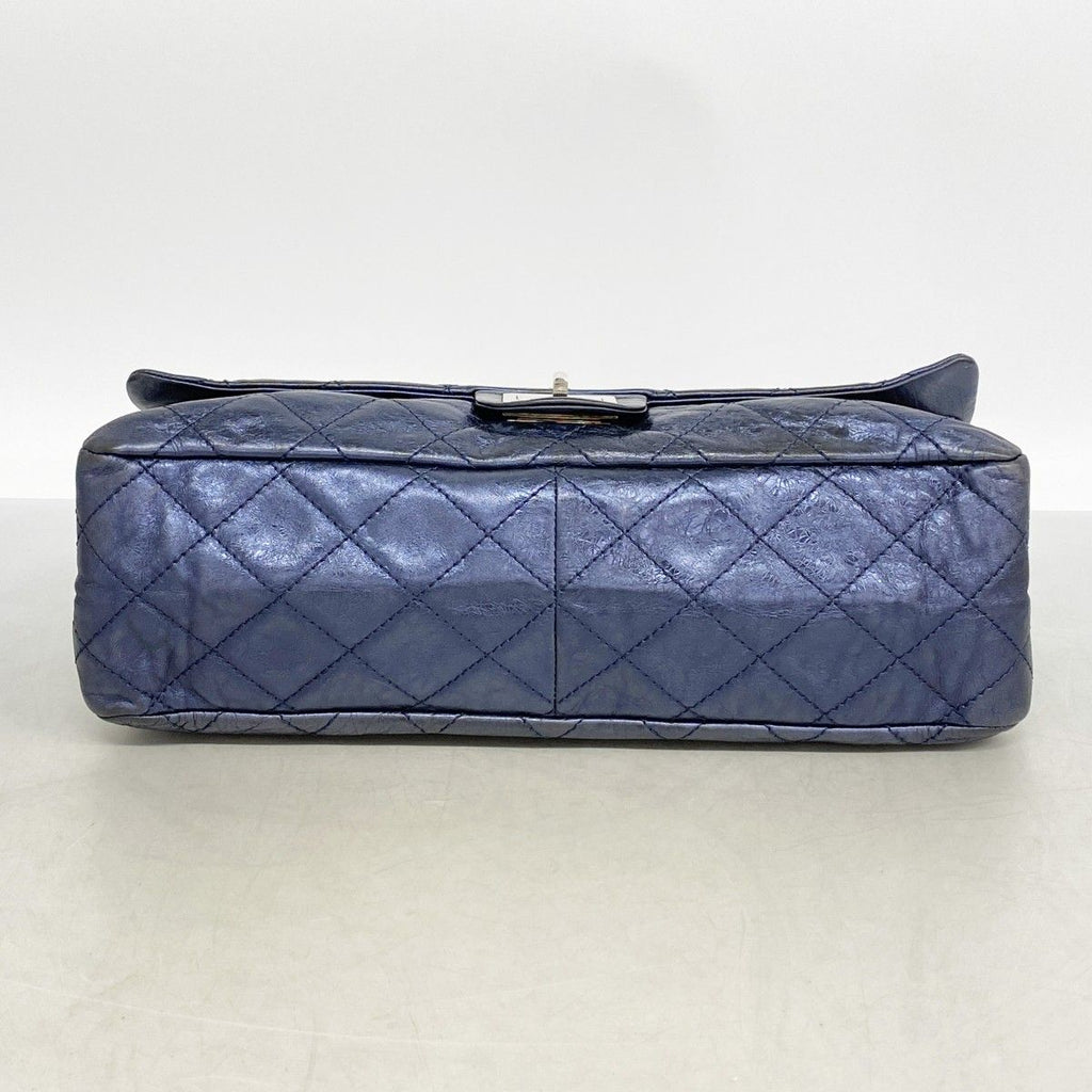 Chanel Shoulder Bag 2.55 Quilted Calf Metallic Navy Silver — view 3