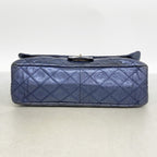 Chanel Shoulder Bag 2.55 Quilted Calf Metallic Navy Silver — view 3