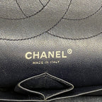 Chanel Shoulder Bag 2.55 Quilted Calf Metallic Navy Silver — view 5
