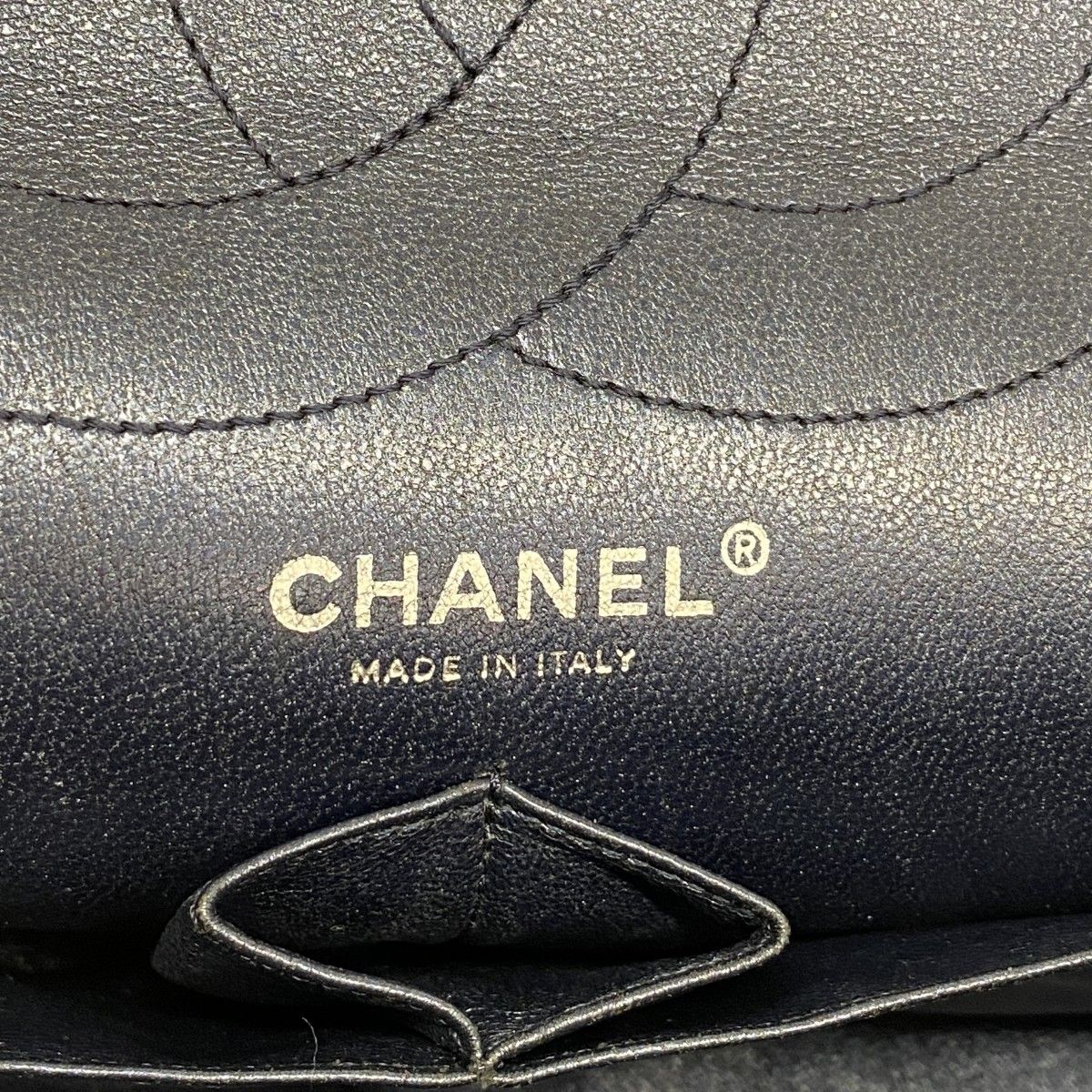 Chanel Shoulder Bag 2.55 Quilted Calf Metallic Navy Silver — view 5