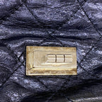 Chanel Shoulder Bag 2.55 Quilted Calf Metallic Navy Silver — view 8