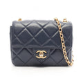 Chanel Shoulder Bag Quilted Navy Lambskin Small Flap Chain
