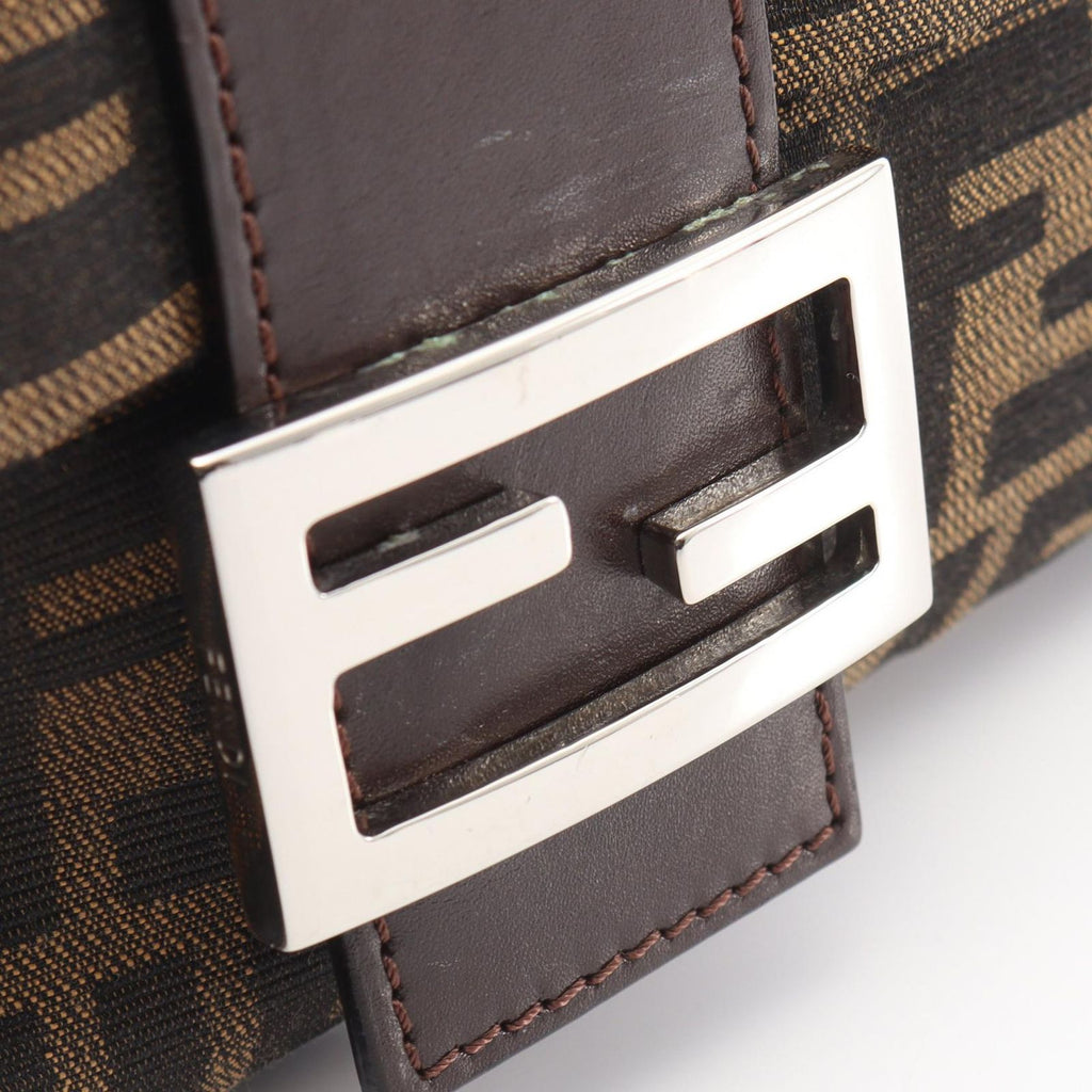 Fendi Handbag Zucca Mamma Bucket Black Brown Canvas Leather — view 6