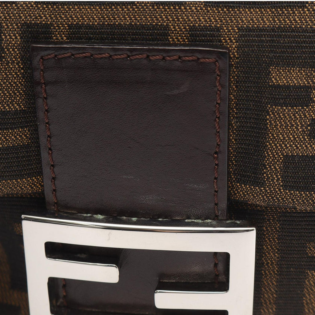 Fendi Handbag Zucca Mamma Bucket Black Brown Canvas Leather — view 7