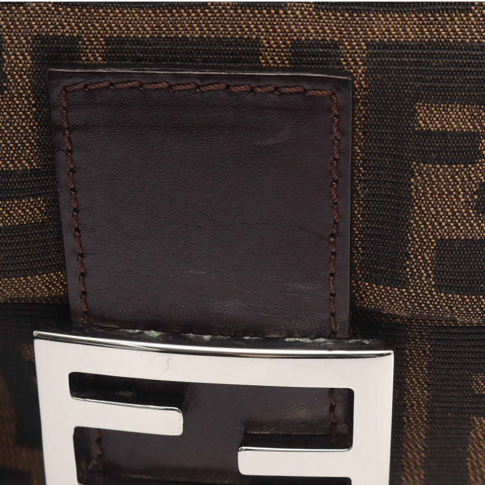 Fendi Handbag Zucca Mamma Bucket Black Brown Canvas Leather — view 7