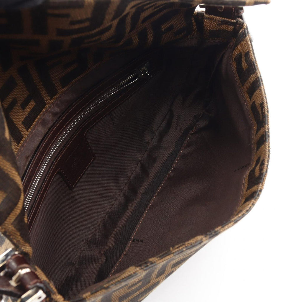 Fendi Handbag Zucca Mamma Bucket Black Brown Canvas Leather — view 3