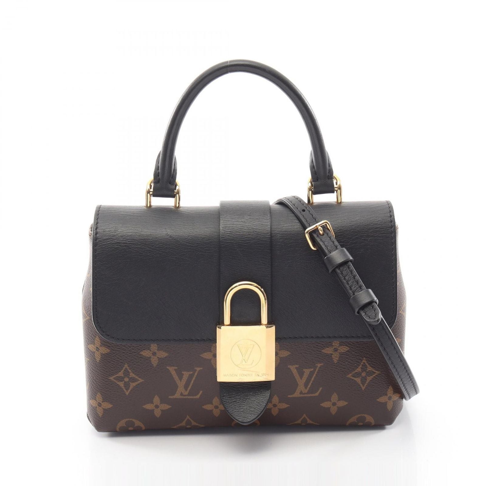 Louis Vuitton Handbag Locky BB Monogram Noir 2-Way Canvas Leather