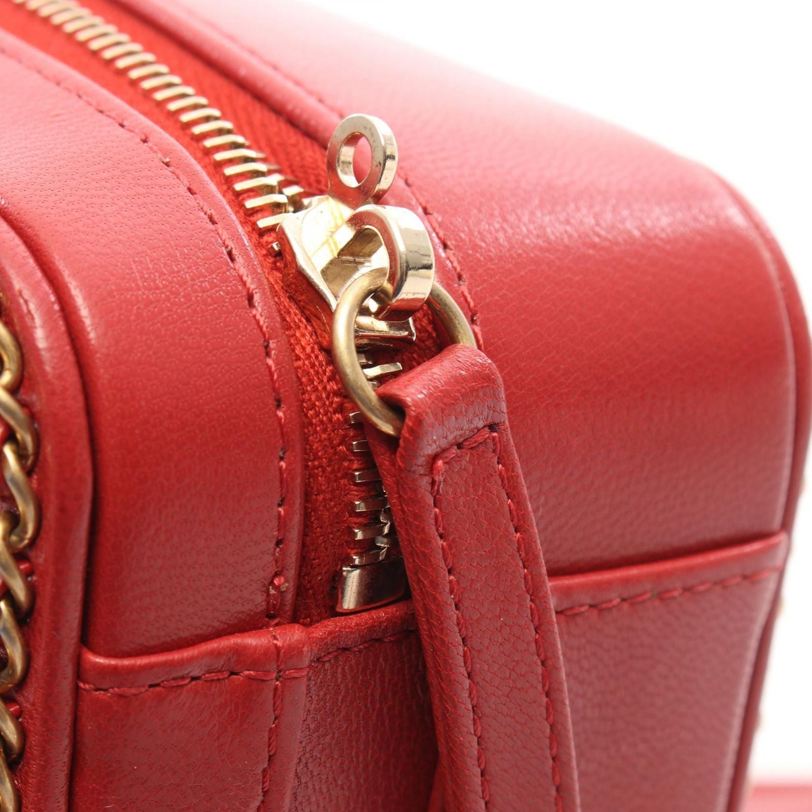 Chanel Shoulder Bag CC Filigree 2-Way Red Leather CC Quilted Vanity Chain — view 8