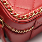 Chanel Shoulder Bag CC Filigree 2-Way Red Leather CC Quilted Vanity Chain — view 6