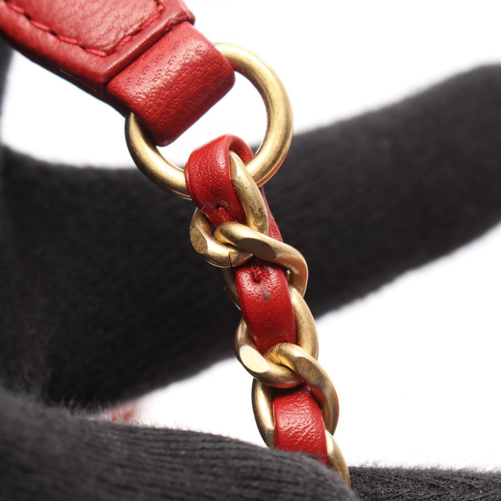 Chanel Shoulder Bag CC Filigree 2-Way Red Leather CC Quilted Vanity Chain — view 9