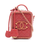 Chanel Shoulder Bag CC Filigree 2-Way Red Leather CC Quilted Vanity Chain