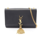 Saint Laurent Paris Shoulder Bag Kate Monogram Black Leather Tassel