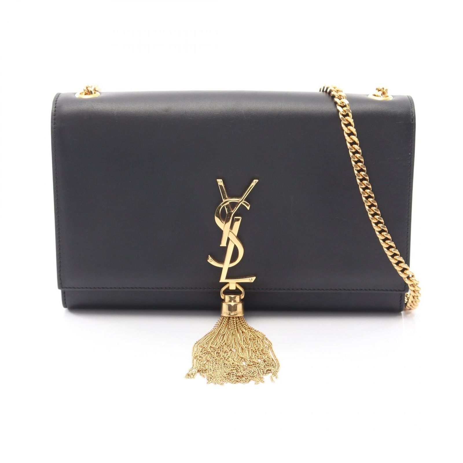 Saint Laurent Paris Shoulder Bag Kate Monogram Black Leather Tassel