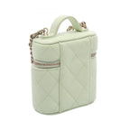 Chanel Shoulder Bag Quilted Yellow Green Caviar Leather Mini Vanity 2-Way Chain — view 2