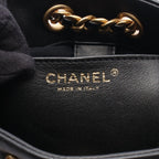 Chanel Shoulder Bag Quilted Drawstring Small Black Lambskin — view 4
