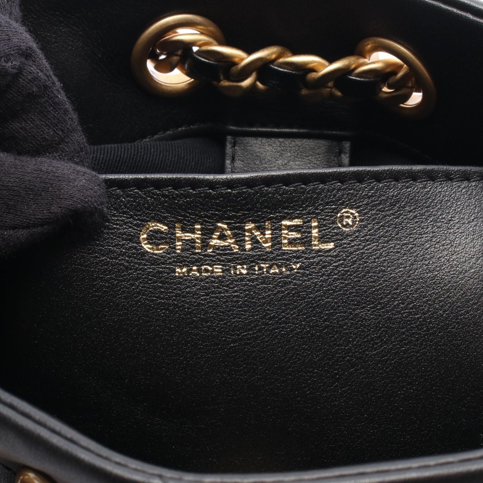 Chanel Shoulder Bag Quilted Drawstring Small Black Lambskin — view 4