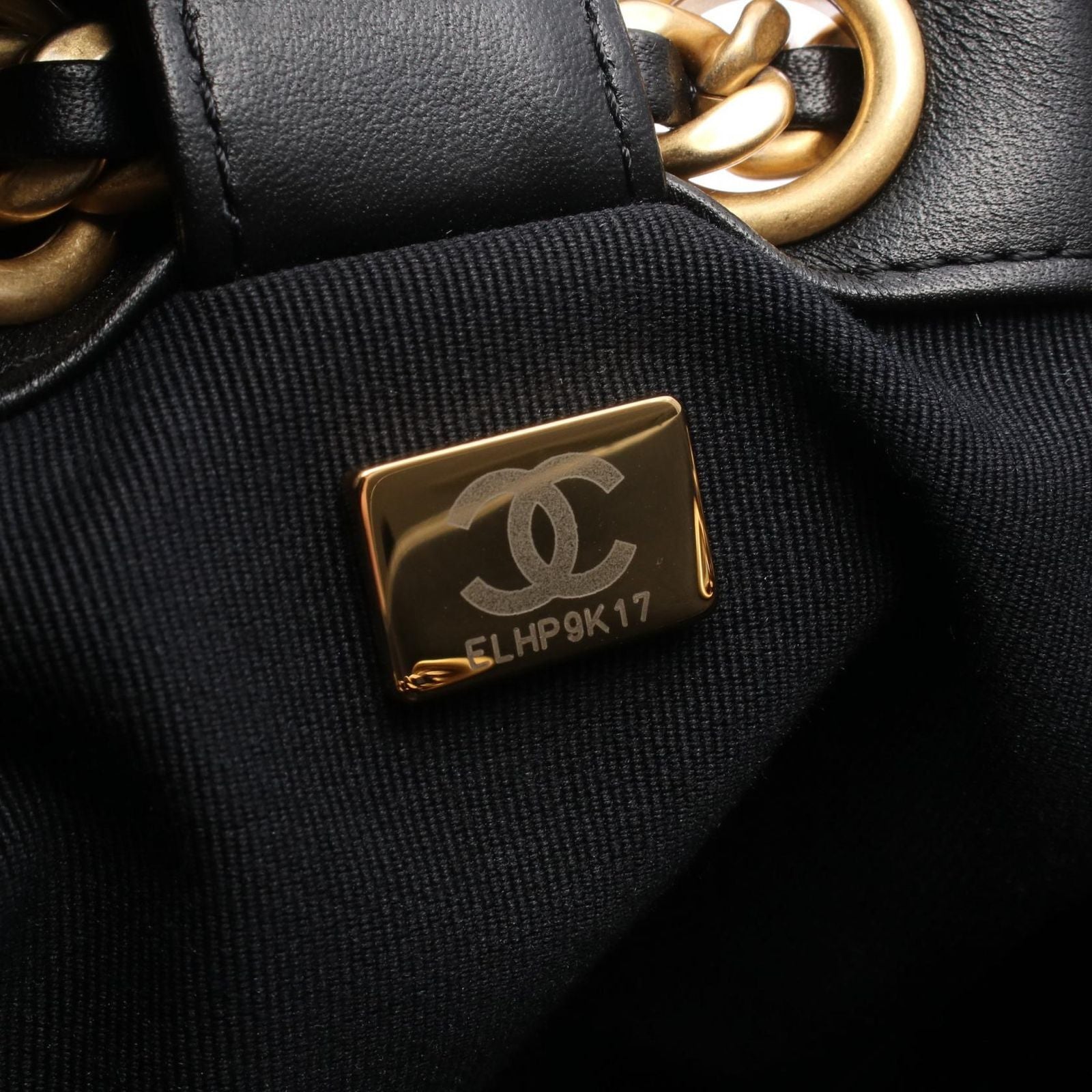 Chanel Shoulder Bag Quilted Drawstring Small Black Lambskin — view 5