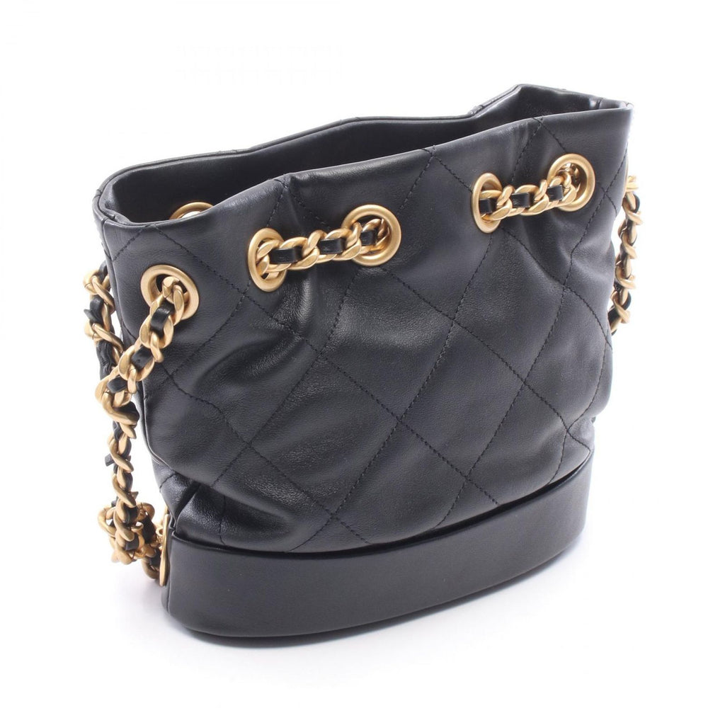 Chanel Shoulder Bag Quilted Drawstring Small Black Lambskin — view 2