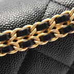 Chanel Backpack Quilted Chain Black Caviar Leather Square — view 8