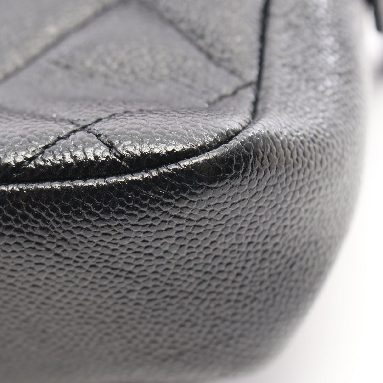 Chanel Backpack Quilted Chain Black Caviar Leather Square — view 7