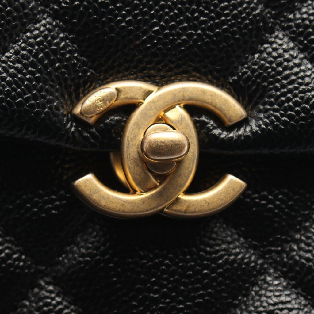 Chanel Backpack Quilted Chain Black Caviar Leather Square — view 6