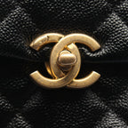 Chanel Backpack Quilted Chain Black Caviar Leather Square — view 6