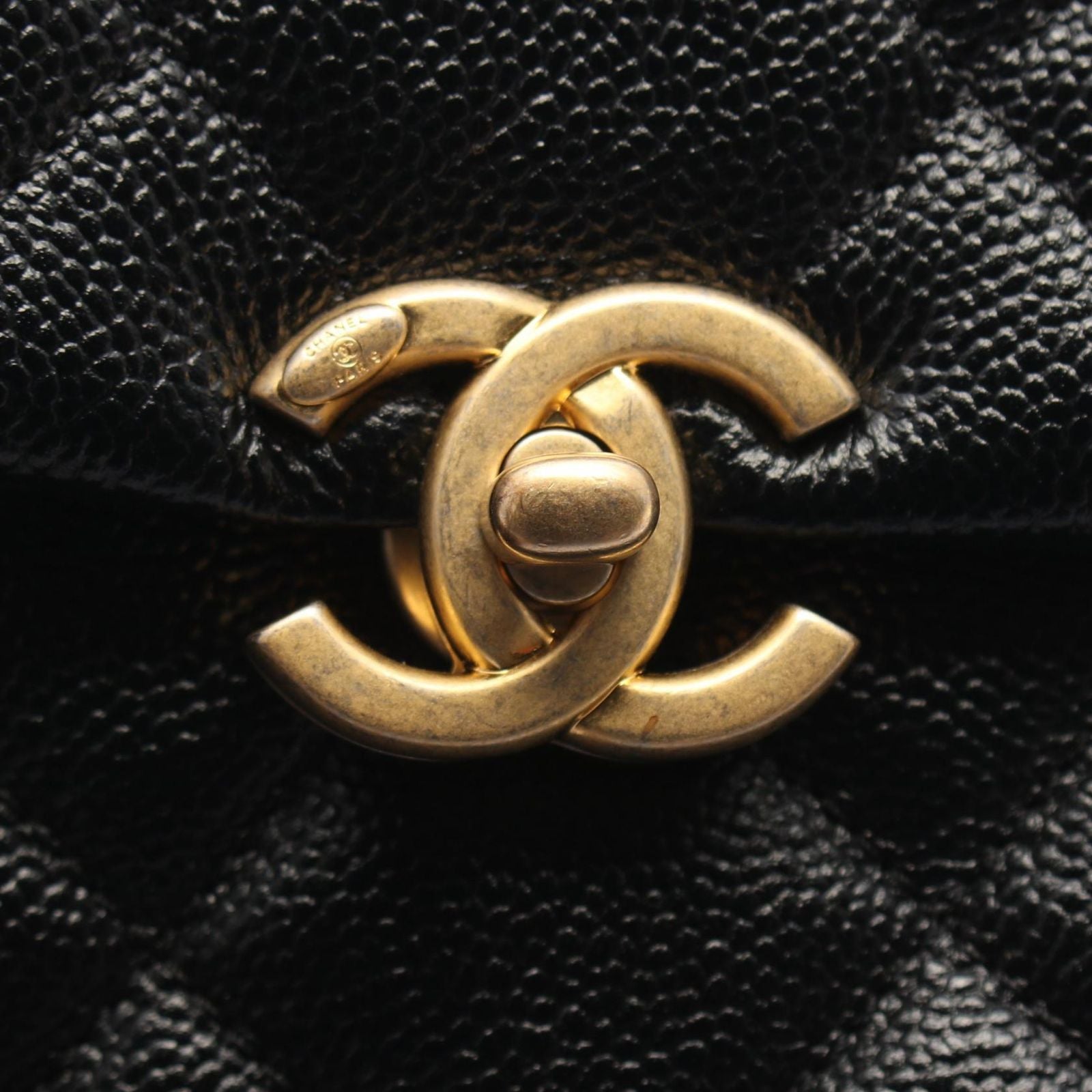 Chanel Backpack Quilted Chain Black Caviar Leather Square — view 6