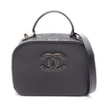 Chanel Shoulder Bag Quilted Vanity 2-Way Black Leather CC Logo Chain