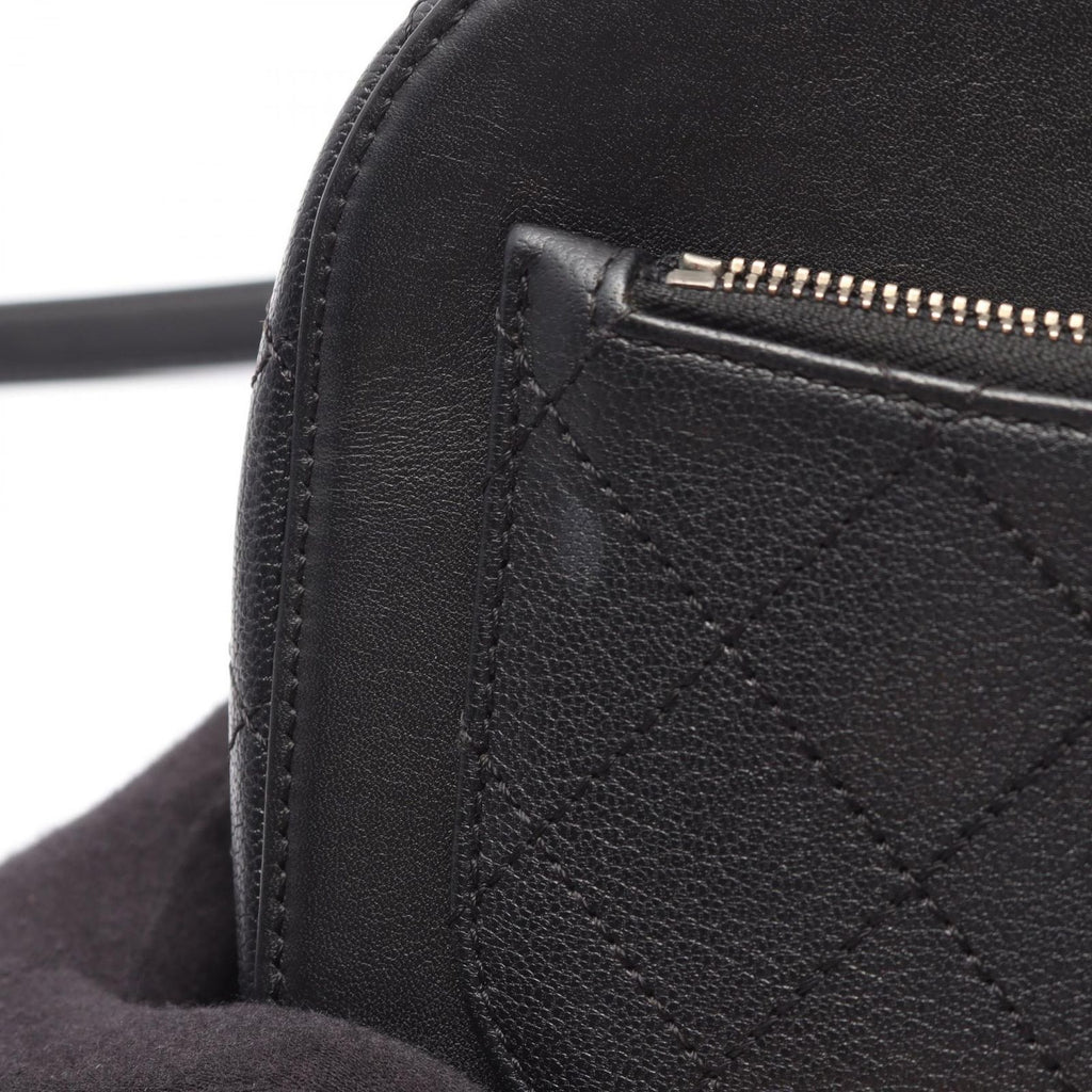 Chanel Shoulder Bag Quilted Vanity 2-Way Black Leather CC Logo Chain — view 9