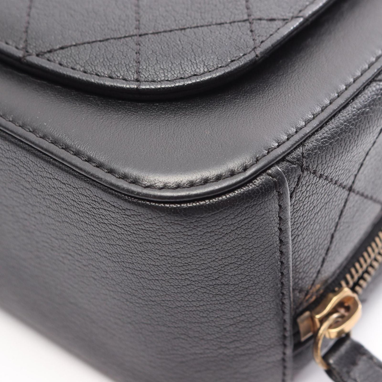 Chanel Shoulder Bag Quilted Vanity 2-Way Black Leather CC Logo Chain — view 8