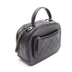 Chanel Shoulder Bag Quilted Vanity 2-Way Black Leather CC Logo Chain — view 2