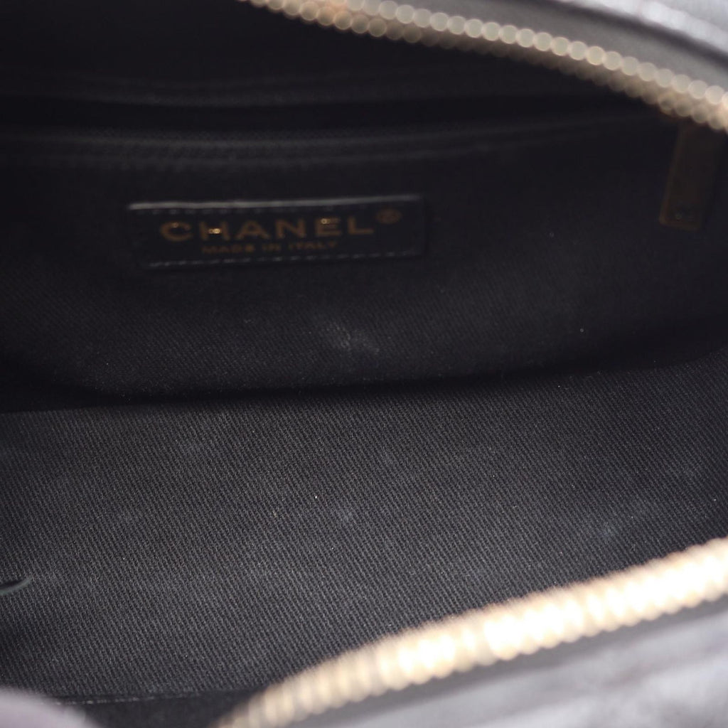 Chanel Shoulder Bag Quilted Vanity 2-Way Black Leather CC Logo Chain — view 7