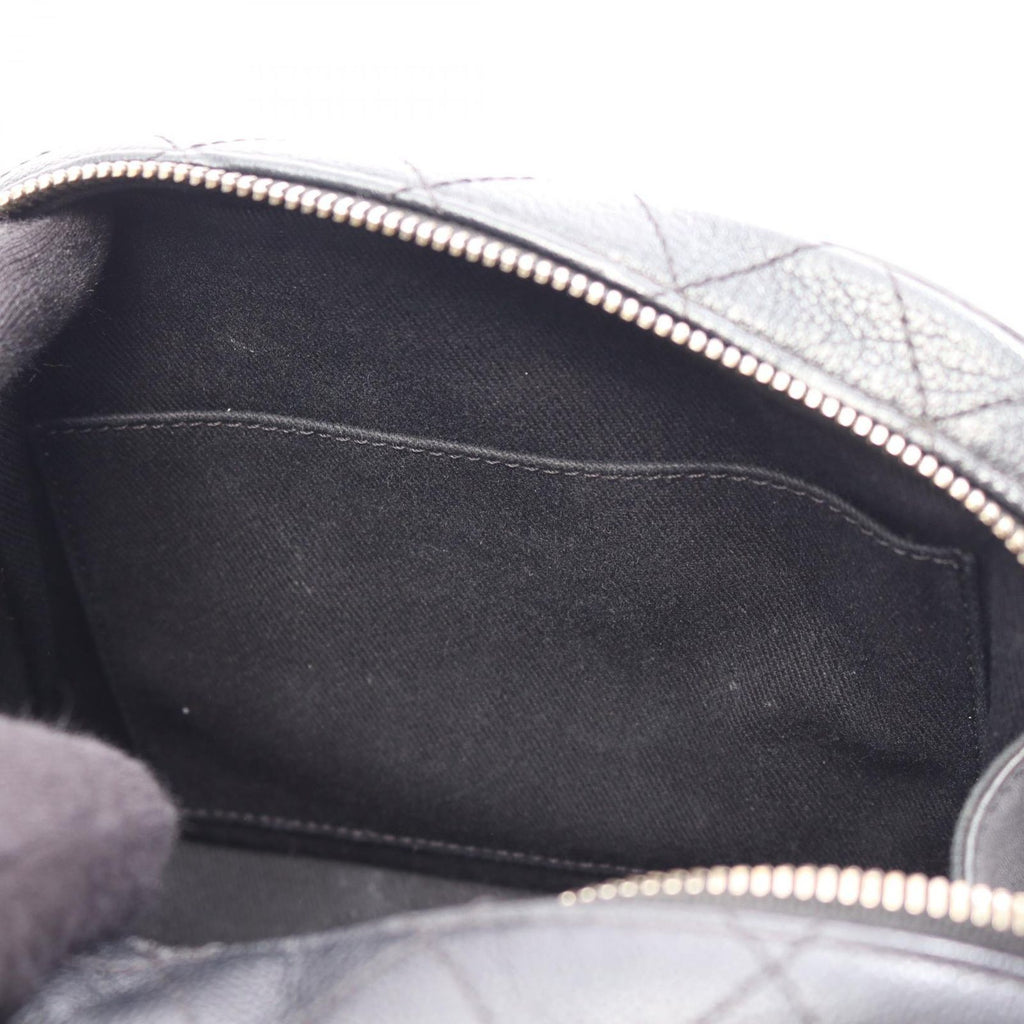 Chanel Shoulder Bag Quilted Vanity 2-Way Black Leather CC Logo Chain — view 6