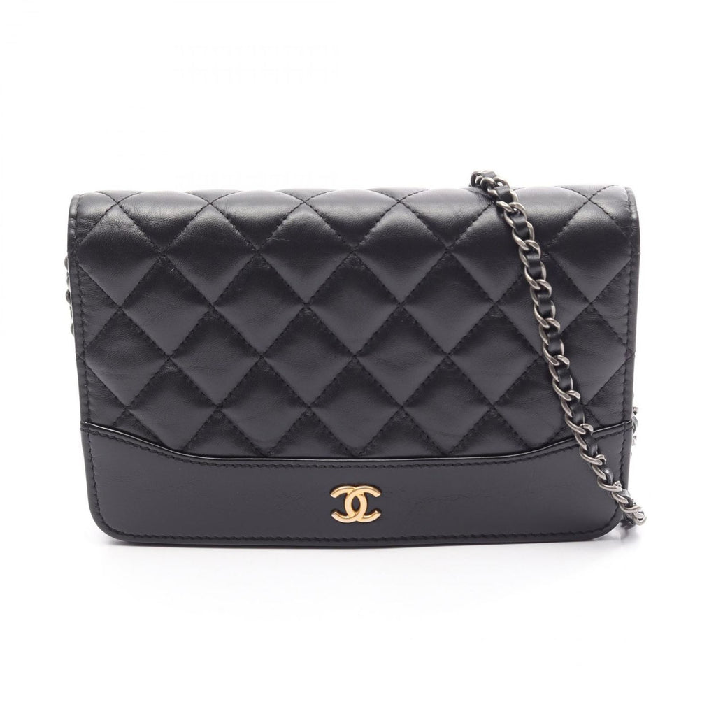 Chanel Shoulder Bag Gabrielle Black Leather Quilted Chain Wallet