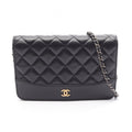 Chanel Shoulder Bag Gabrielle Black Leather Quilted Chain Wallet