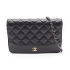 Chanel Shoulder Bag Gabrielle Black Leather Quilted Chain Wallet