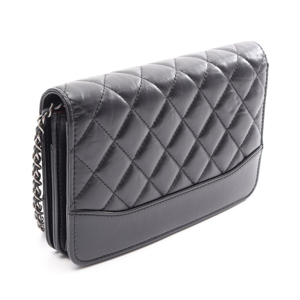 Chanel Shoulder Bag Gabrielle Black Leather Quilted Chain Wallet — view 2