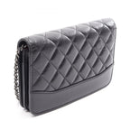 Chanel Shoulder Bag Gabrielle Black Leather Quilted Chain Wallet — view 2