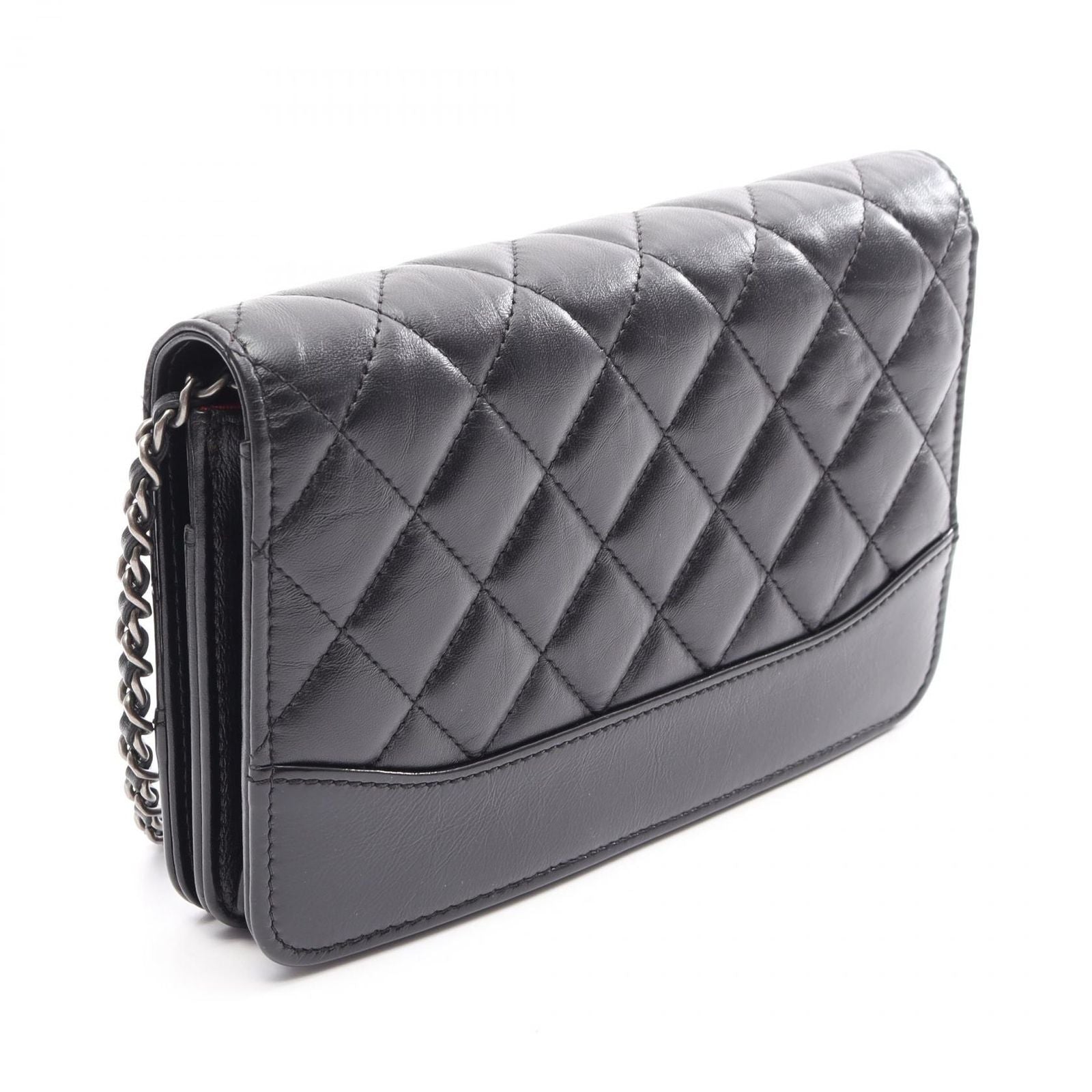 Chanel Shoulder Bag Gabrielle Black Leather Quilted Chain Wallet — view 2