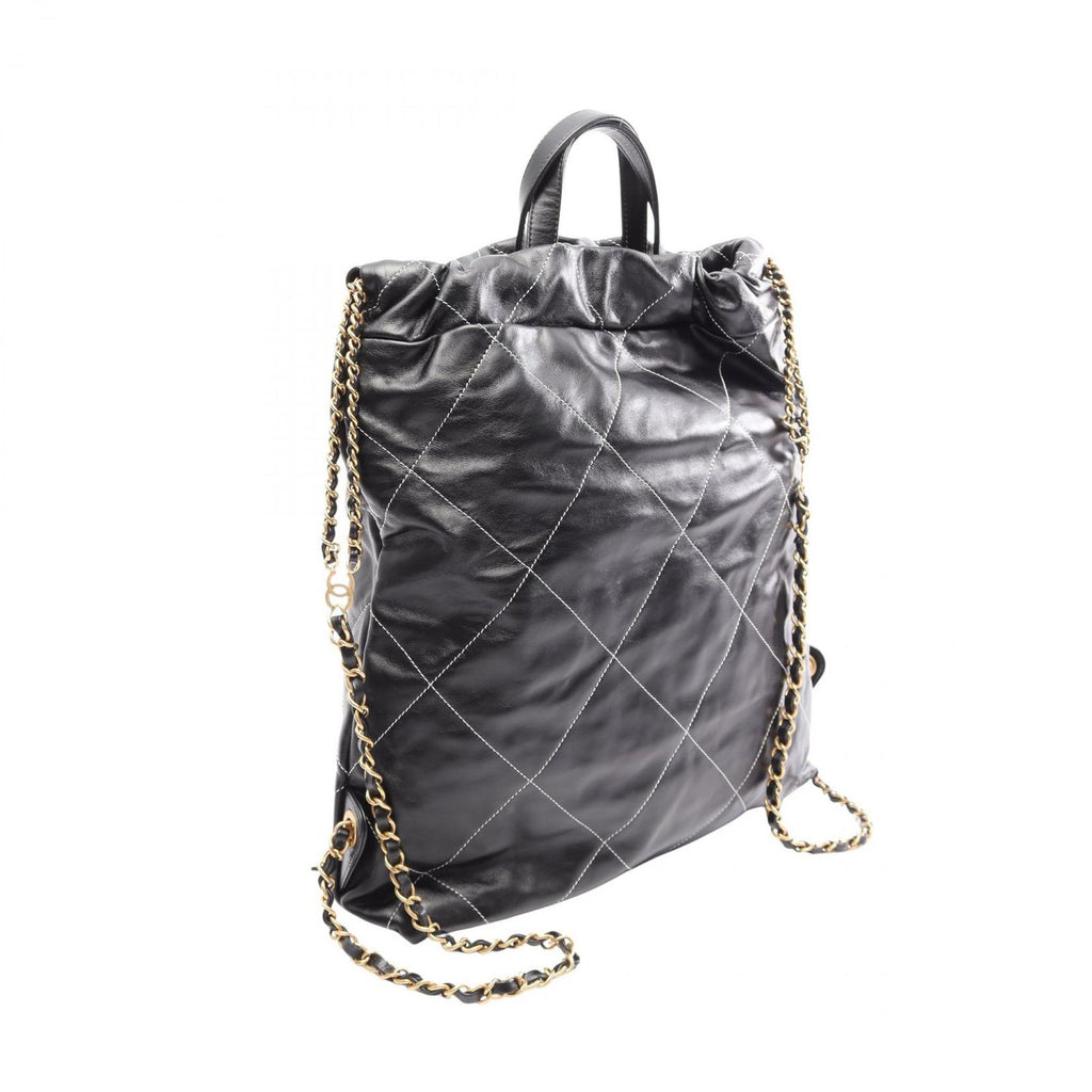 Chanel Backpack 22 Large Black Leather 22 Quilted Chain — view 2