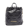 Chanel Backpack 22 Large Black Leather 22 Quilted Chain