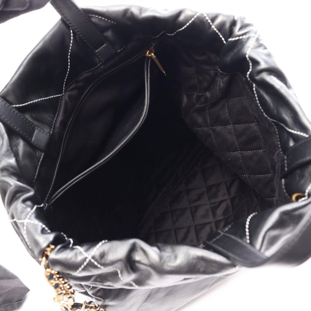 Chanel Backpack 22 Large Black Leather 22 Quilted Chain — view 3